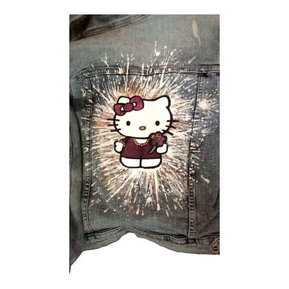Hand painted Girls Jean jacket - Picture 3 of 3